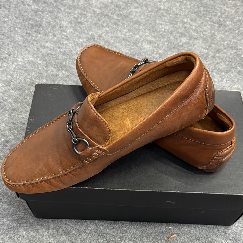 Kenneth Cole Leather Driving Moccasins with Chain Bit Detail